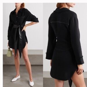 Nanushka Conny Vegan Leather-Trimmed Linen-Blend Bouclé Mini Dress